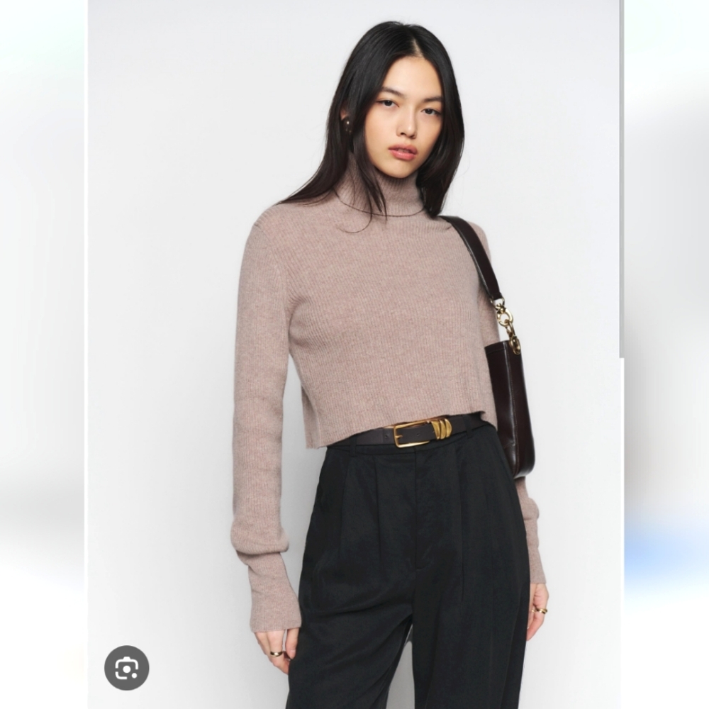Reformation Luisa Cashmere Cropped Turtle Neck